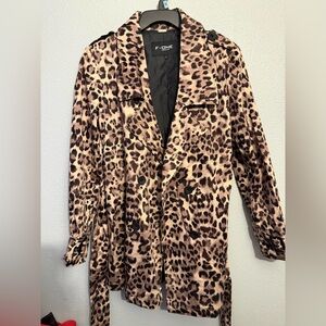 Leopard Print Women's Trench Coat M